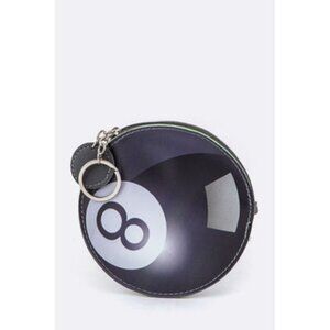 New Faux Leather Stylish Black Billiard Ball Charm Coin Women Purse Bag Key